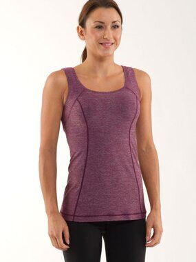 Lululemon Run Free Dash Tank Heathered Plum with Ruffled Back